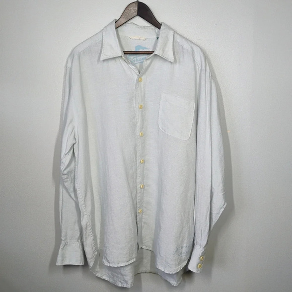 Tommy Bahama Relax 100% Linen Long Sleeve Button Down Shirt Light Blue Size XL - Picture 1 of 12